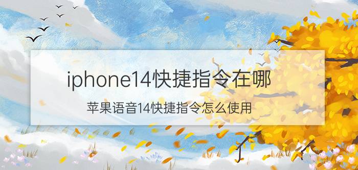 iphone14快捷指令在哪 苹果语音14快捷指令怎么使用？